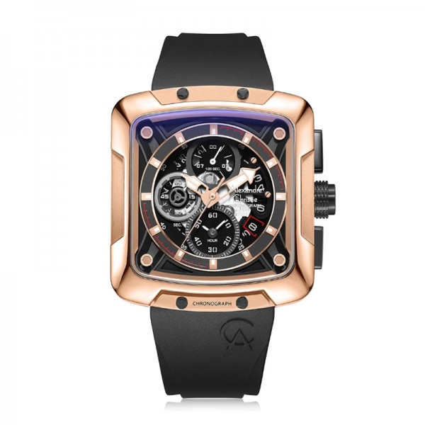 Alexandre Christie AC 3030 Rosegold Black Rubber New GCRBRBA